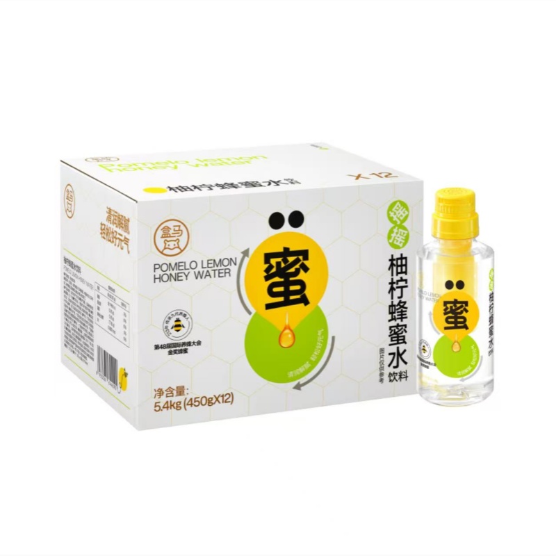 盒马代购摇摇柚柠蜂蜜水饮料天然果味聚会清爽解腻450gX12瓶整箱