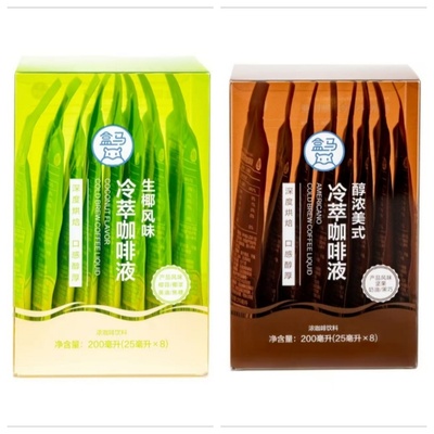 盒马代购生椰风味冷萃咖啡液醇浓美式深度烘培25ml*8咖啡饮料方便