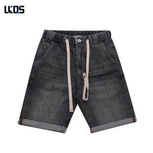 多袋透气青年男 合身直筒中裤 骆克骑士潮牌26夏休闲牛仔短裤 五分裤
