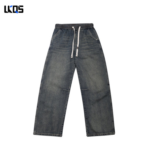 骆克骑士潮牌25秋男士牛仔裤微阔个性穿搭潮流时尚休闲裤多口袋