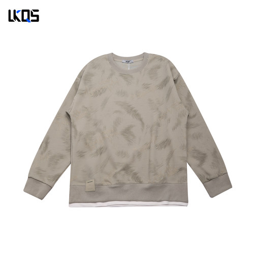 骆克骑士潮牌25秋经典圆领卫衣男微阔简约长袖上衣套头外穿打底