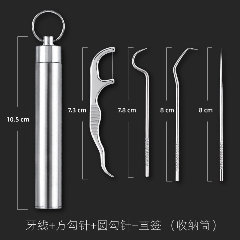 不锈钢牙签剔牙器牙线口腔护理牙齿清洁牙签套装便捷式牙签工具