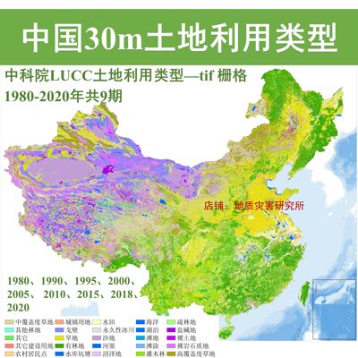 中国多时期30m土地利用类型栅格数据LUCC二级分类土地分类tif/gis