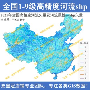 2025年全国高精度1-9级河流矢量及河流属性shp矢量数据集