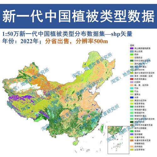 新一代中国植被图1:50万空间分布数据shp矢量植被类型图集arcgis