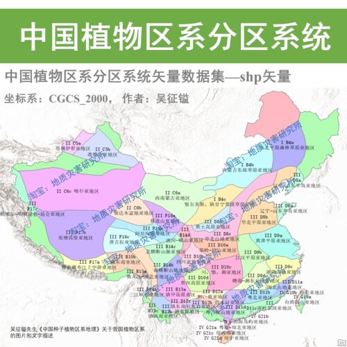 中国植物区系分区系统示意图shp矢量数据arcgis出图