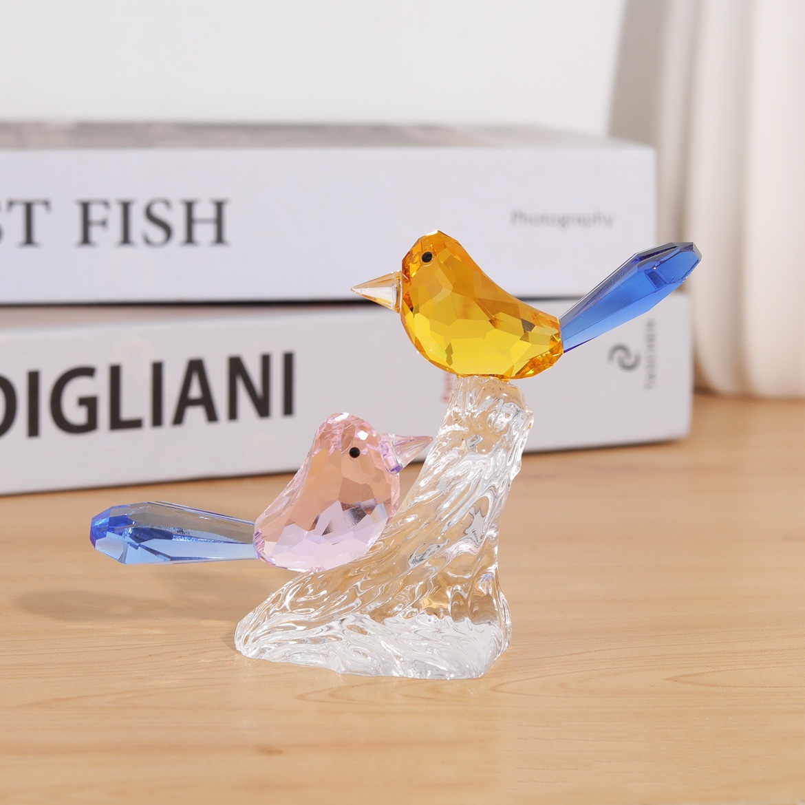 极简软装鸟窝水晶动物工艺品装饰摆件 结婚新居乔迁客厅高档礼物