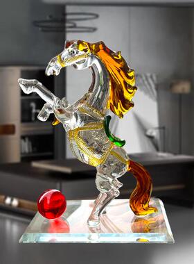 水晶马摆件马到成功招财