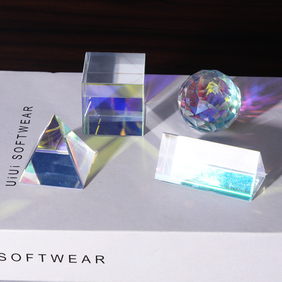 水晶光影玻璃彩色立方体学生三棱镜亮光物理教学立体几何艺术摆件