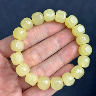 卡11mm 天然和田玉青海料黄口蜂蜜水原石珠手串保正品支持复检