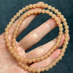 卡6mm 天然和田玉青海料藕粉圆珠三圈手串正品保证福利价支持复检