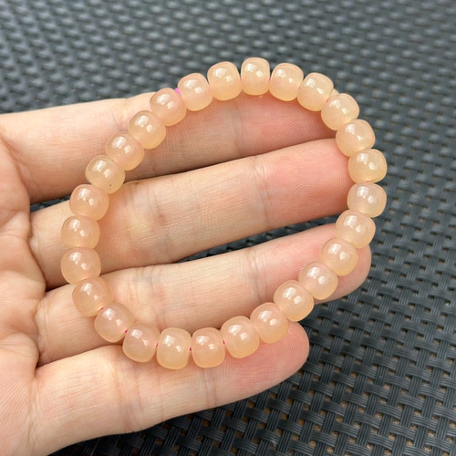 卡8mm 天然和田玉冰藕粉老型珠手串产地青海料正品保证支持复检