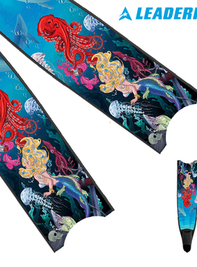 全新Leaderfins自由潜长脚蹼 限量款SET QUEEN印花玻纤碳纤纯碳