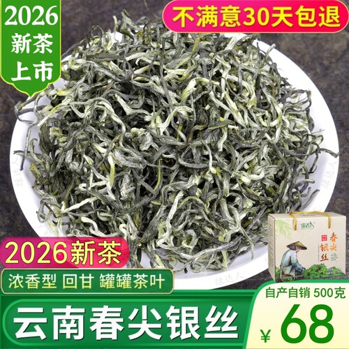 绿达人云南春尖银丝绿茶叶浓香型