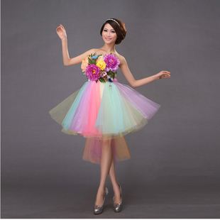 2020新款礼服艺考演出服蓬蓬裙主持人女显瘦宴会舞蹈服装现代短款