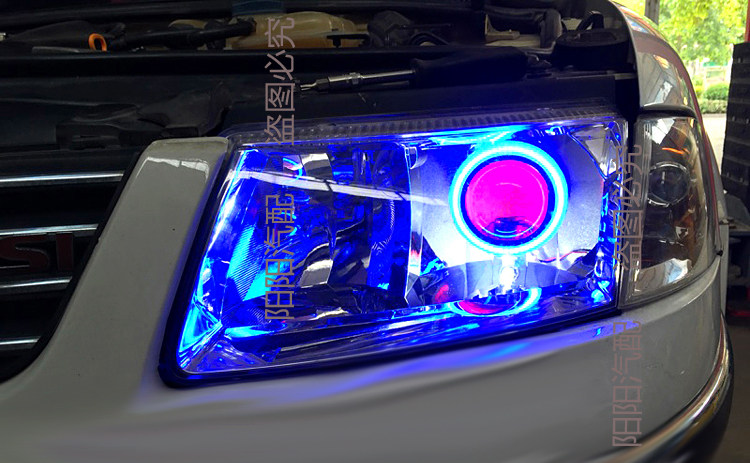 大众帕萨特B5领驭改装双光透镜天使眼恶魔眼氙气灯 领驭前大灯