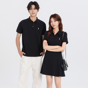 短袖 高级感情侣装 翻领一裙一衣小众设计感刺绣polo衫 2026新款 夏季