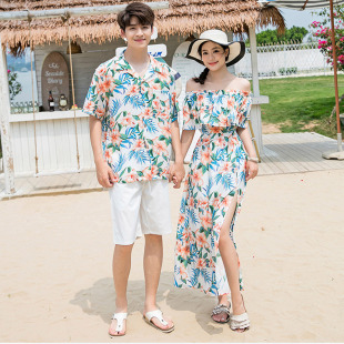 套装 衬衫 海南三亚海边度假波西米亚连衣裙一裙一衣 夏季 沙滩情侣装