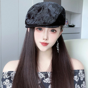 贝雷帽女秋冬韩版 保暖鸭舌帽简约百搭潮人出游前进帽子英伦画家帽