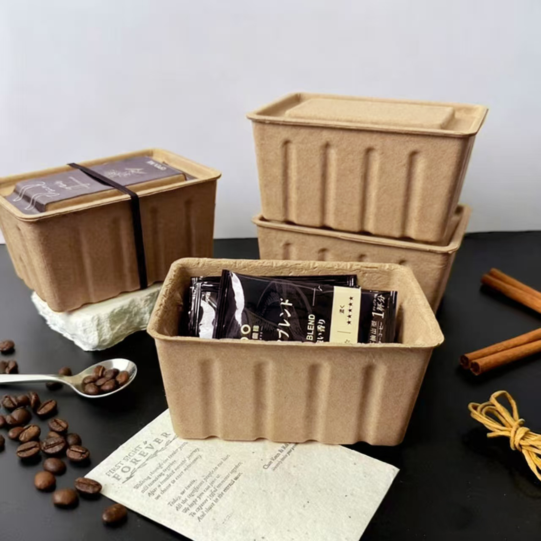 纸塑包装盒产品包装定制logo环保可降解纸浆盒子伴手礼品花茶空盒