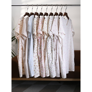 【颖颖家】多色入~日系童趣印花双层纱V领可外穿家居服睡裙W2375