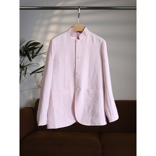 小立领西装 轻奢极简进口色织软亚麻中式 绝美 外套W1942 颖颖家