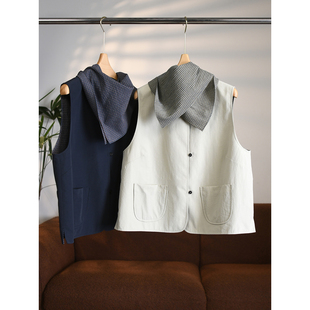 R系同原尼龙麻混纺肌理感定制围巾马甲套W2072 一眼爱 颖颖家