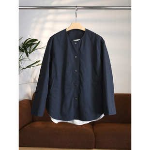 日系极简进口定织密织棉双层撞色假两件短风衣外套W1966 颖颖家