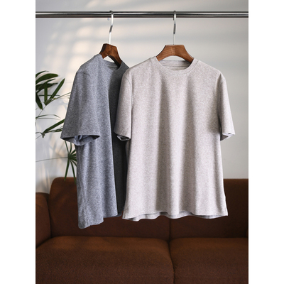【颖颖家】美式复古CHAO柔软毛巾圈肌理感圆领宽松T恤短袖W1960