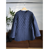 夹棉中长款 颖颖家 超轻菱格绗缝圆领侧口袋下摆抽绳阔版 外套W1530