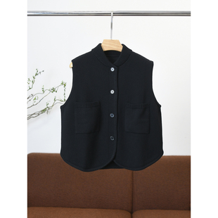 口袋装 早秋新款 饰羊毛棉混纺针织马甲 女 W1292 百搭 颖颖家
