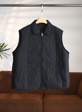 【颖颖家】绗缝夹棉马甲轻薄柔软宽松阔版翻领拉链老钱风W1859