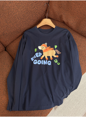 【颖颖家】口碑大厂货小马印花圆领长袖T进口棉减龄百搭W1905