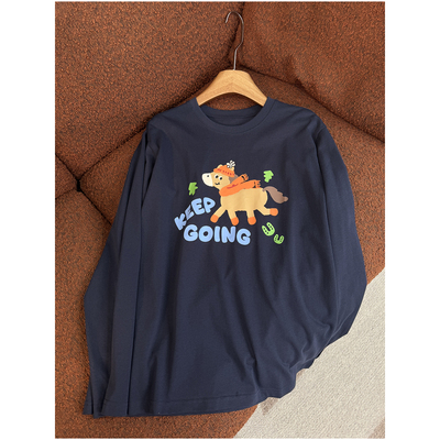 【颖颖家】口碑大厂货小马印花圆领长袖T进口棉减龄百搭W1905