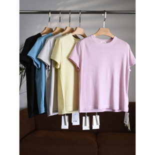 百搭W1947 T恤经典 颖颖家 匠心J系春夏美丽诺羊毛金银丝针织短袖