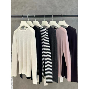 柔软亲肤W1887 CHAO显瘦正肩后中缝线绵羊毛多色打底衫 颖颖家