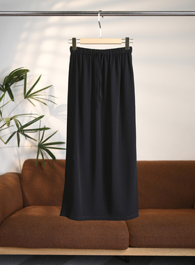 【颖颖家】简约不简单 三醋酸垂感直筒松紧腰单侧开叉半身裙W2210