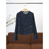 饰宽松牛仔外套女 意大利进口挺阔感口袋装 W1308 早秋新款 颖颖家