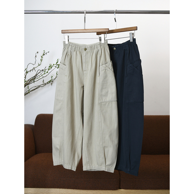 【颖颖家】一眼就爱上 土耳其牛仔长绒棉松紧腰九分哪吒裤  W1318