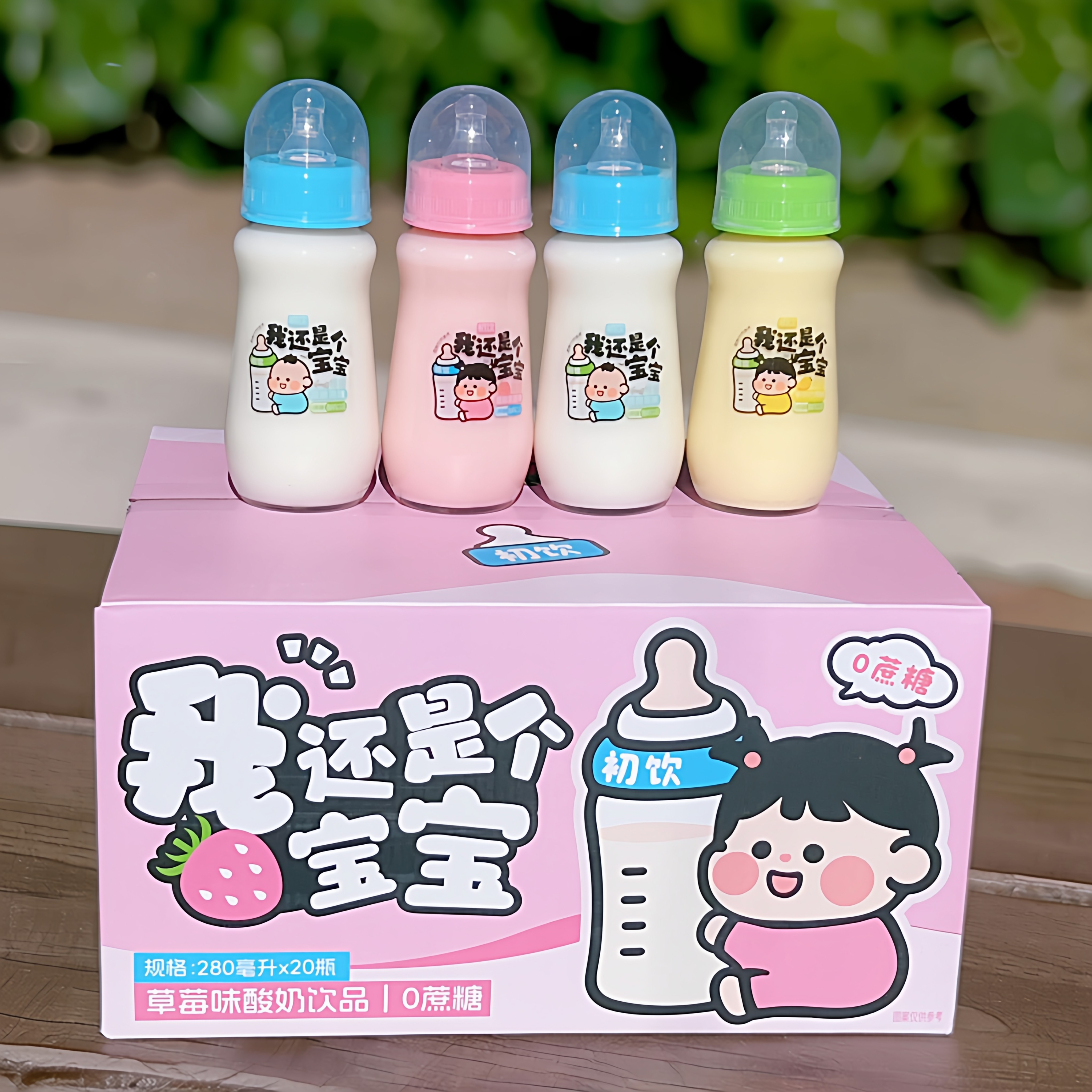 初饮风味酸奶饮品 玻璃奶瓶280mlX12瓶整箱包邮原味/草莓/芒果味