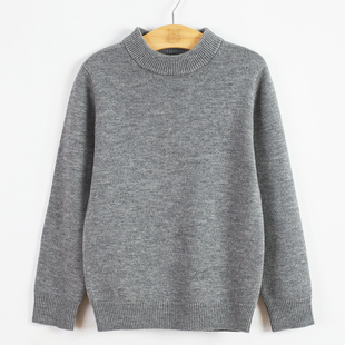 男女童全羊毛纯色无缝毛衣中大童儿童厚款针织衫打底羊毛衫秋冬