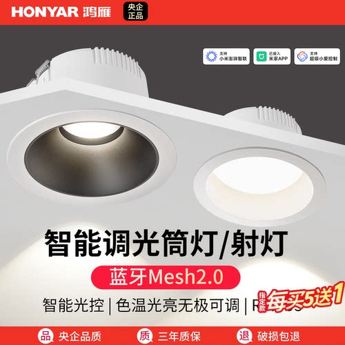 鸿雁智能筒射灯75mm接入米家APP