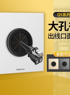 鸿雁出线孔面板86型空白面板带出线孔遮挡堵洞装饰插座穿线盖板Q5