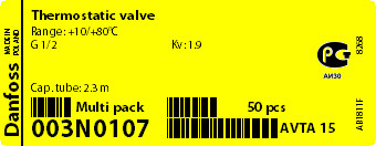 原装Danfoss 丹佛斯AVTA15系列G1/2英寸温度控制水阀003N0107