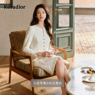 珂莱蒂尔2025春季 羊毛香风通勤气质淑女a字裙连衣裙