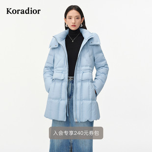 抽绳收腰束带沙漏羽绒服 珂莱蒂尔2025年冬新款 花瓣羽绒