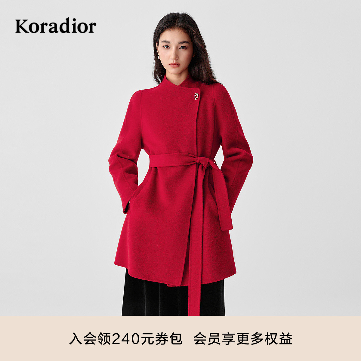 【瑰丽大衣】珂莱蒂尔25冬新款100绵羊毛双面呢大衣女中长款外套