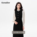 钉珠连衣裙 优雅假两件长袖 珂莱蒂尔2025秋新款 法式