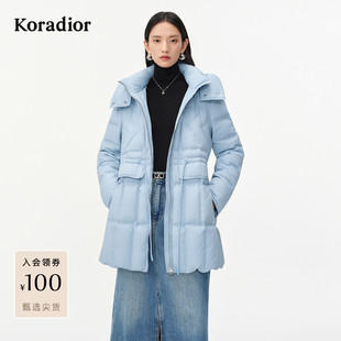 【花瓣羽绒】珂莱蒂尔2025年冬新款抽绳收腰束带沙漏羽绒服