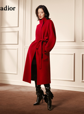 【辛芷蕾同款】珂莱蒂尔2025冬新老钱风羊毛羊绒双面呢立领大衣